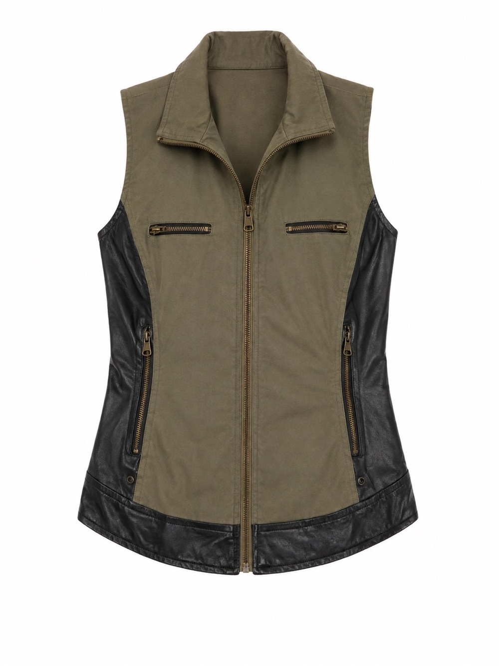 Guess Zip up Army Green & Black Vest Military Green Zip pockets G by Guess Lrg